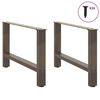 vidaXL Pieds de table basse en acier naturel, 2 pi&egrave;ces, 70 x (42-43) cm