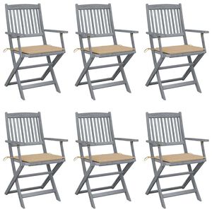 vidaXL Chaises pliantes 6 pi&egrave;ces avec coussins en bois d'acacia massif