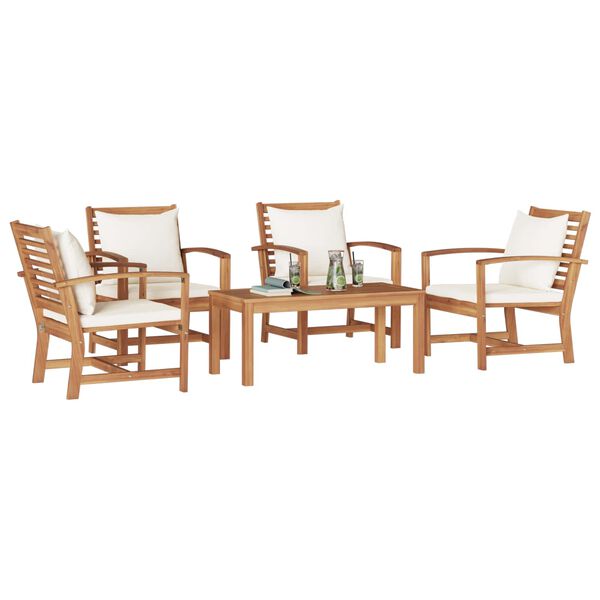 vidaXL Ensemble de canap&eacute; de jardin 5 pcs Naturel Bois de teck massif