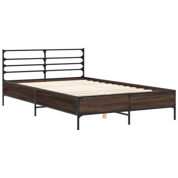 vidaXL Cadre de lit sans matelas ch&ecirc;ne marron 135x190 cm