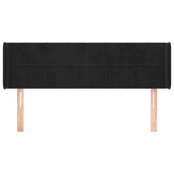vidaXL T&ecirc;te de lit avec oreilles Noir 147x16x78/88 cm Velours
