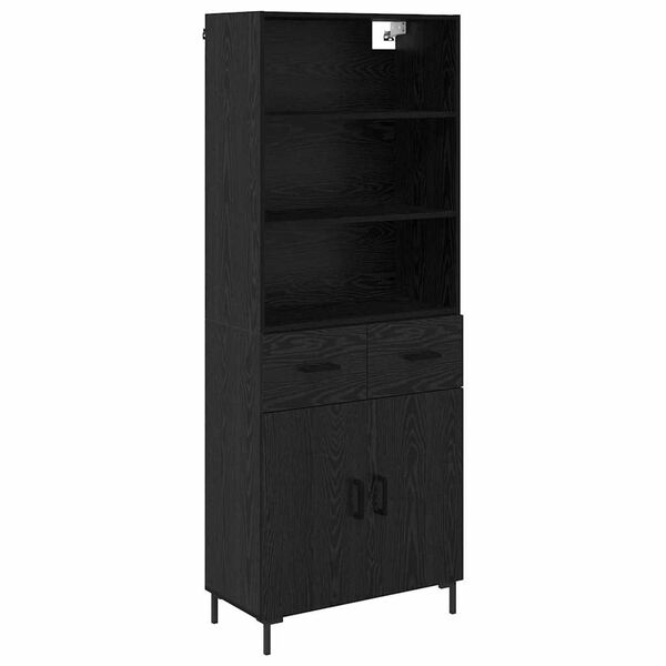 vidaXL Haut Armoire Ch&ecirc;ne noir 69,5 x 34 x 180 cm Bois d'ing&eacute;nierie