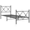 vidaXL Cadre de lit m&eacute;tal sans matelas avec pied de lit noir 75x190 cm