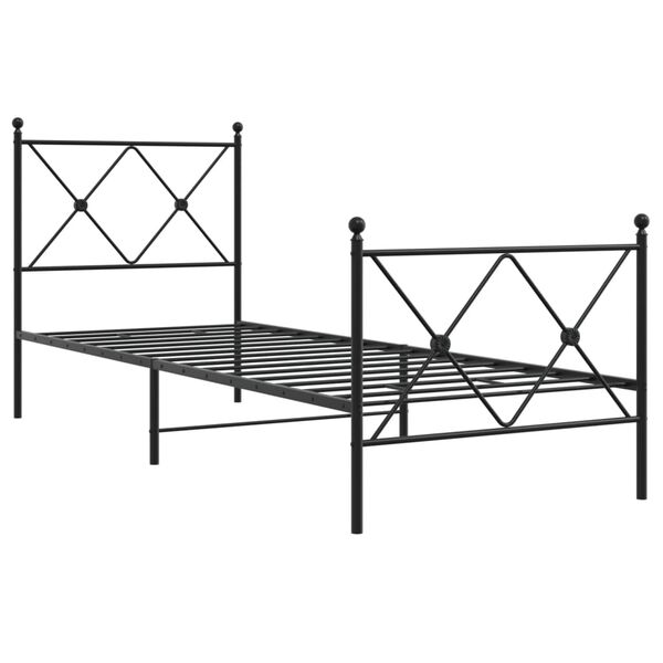 vidaXL Cadre de lit m&eacute;tal sans matelas avec pied de lit noir 75x190 cm