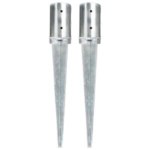 vidaXL Piquets au sol 2 pcs Argent&eacute; 8x61 cm Acier galvanis&eacute;