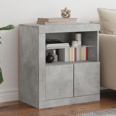 vidaXL Buffet avec lumières LED gris béton 60,5x37x67 cm