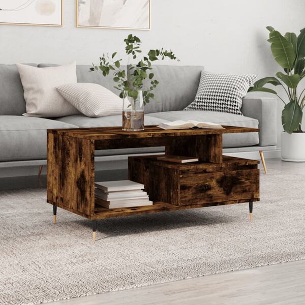 vidaXL Table basse Ch&ecirc;ne fum&eacute; 90x49x45 cm Bois d'ing&eacute;nierie
