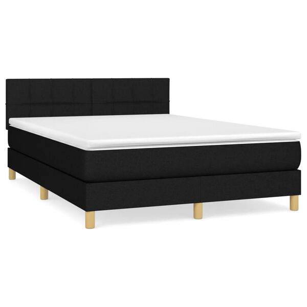 vidaXL Sommier &agrave; lattes de lit avec matelas Noir 140x190 cm Tissu