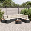 vidaXL Ensemble de canap&eacute; de jardin avec coussin 9 pcs Noir Poly rotin