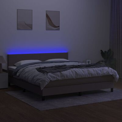 vidaXL Sommier à lattes de lit avec matelas LED Taupe 160x200 cm Tissu