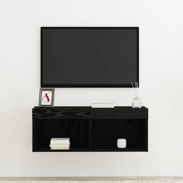 vidaXL Ensemble meuble TV Ch&ecirc;ne noir 80 x 30 x 30 cm Bois d'ing&eacute;nierie
