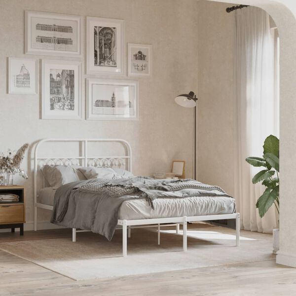 vidaXL Tête de lit métal blanc 120 cm