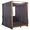 vidaXL Chaise longue double avec rideaux et coussins Bois d'acacia
