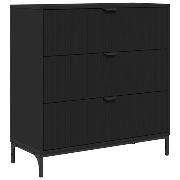vidaXL Buffet avec tiroir Noir 79,5 x 33 x 82 cm Bois d'ing&eacute;nierie