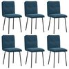 vidaXL Chaises &agrave; manger lot de 6 bleu velours