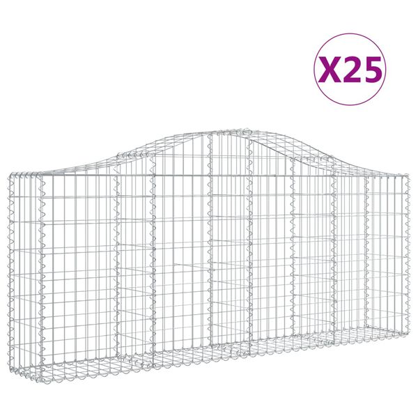 vidaXL Paniers &agrave; gabions arqu&eacute;s 25 pcs 200x30x80/100 cm Fer galvanis&eacute;