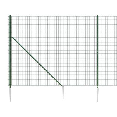 vidaXL Clôture en treillis métallique et piquet d'ancrage vert 1,4x25m