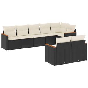 vidaXL Salon de jardin 8 pcs avec coussins noir r&eacute;sine tress&eacute;e