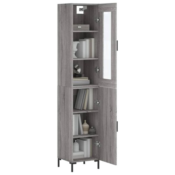 vidaXL Buffet haut Sonoma gris 34,5x34x180 cm Bois d'ing&eacute;nierie