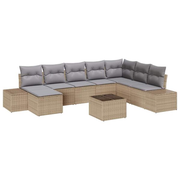 vidaXL Ensemble de canap&eacute; de jardin 8 pcs Beige et gris clair