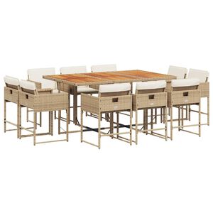 vidaXL Ensemble &agrave; manger de jardin et coussins 11 pcs beige poly rotin
