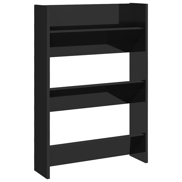 vidaXL Armoire &agrave; chaussures murale noir brillant bois d'ing&eacute;nierie