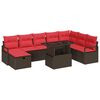 vidaXL Ensemble de canap&eacute; de jardin 9 pc Marron polyrotin