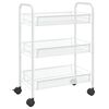 vidaXL Chariot de cuisine &agrave; 3 niveaux Blanc 46x26x64 cm Fer