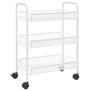 vidaXL Chariot de cuisine &agrave; 3 niveaux Blanc 46x26x64 cm Fer