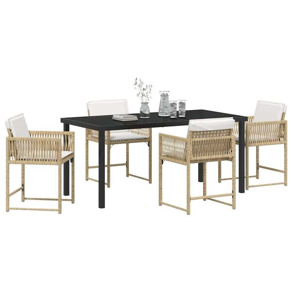 vidaXL Ensemble de salle &agrave; manger pour jardin 5 pcs Beige polyrotin