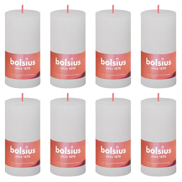 Bolsius Bougies pilier rustiques Shine 8 pcs 100x50 mm Blanc nuageux