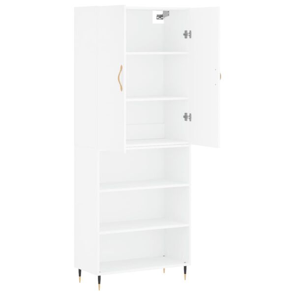 vidaXL Buffet haut Blanc 69,5x34x180 cm Bois d'ing&eacute;nierie