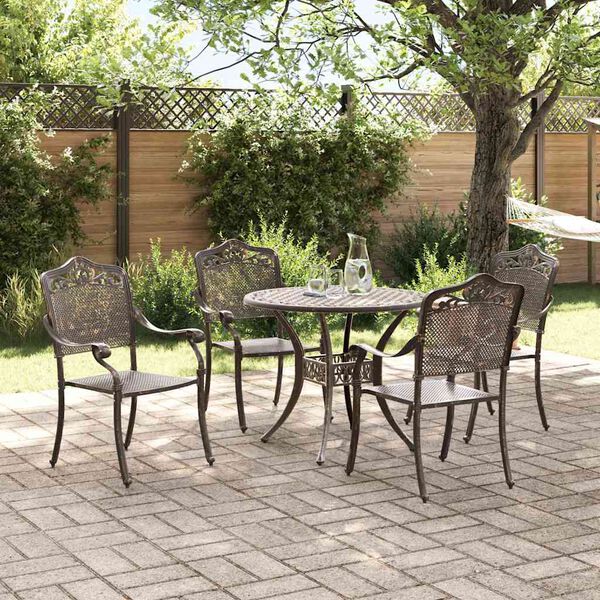 vidaXL Ensemble de salle &agrave; manger pour jardin 5 pcs Bronze Aluminium