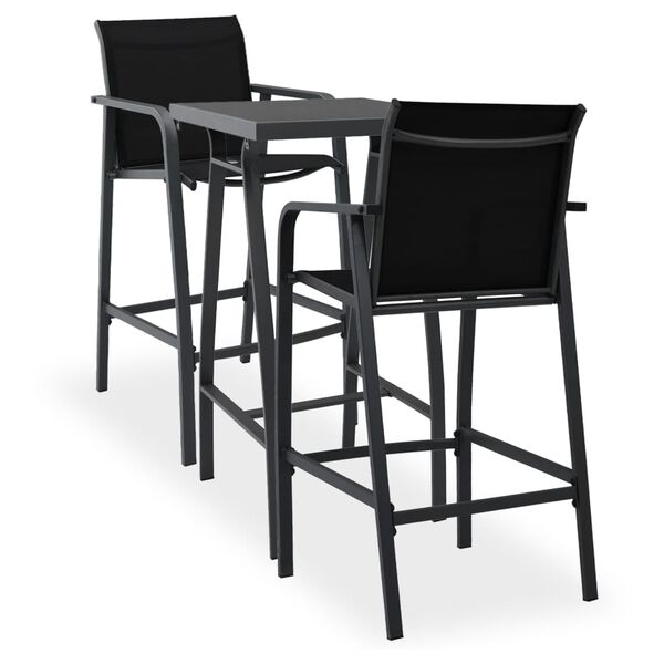 vidaXL Ensemble de bar de jardin 3 pcs Noir