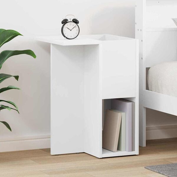 vidaXL Table d'appoint Blanc 35 x 40 x 55 cm Bois d'ing&eacute;nierie