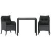 vidaXL Ensemble &agrave; manger de jardin avec coussins 3 pcs Noir