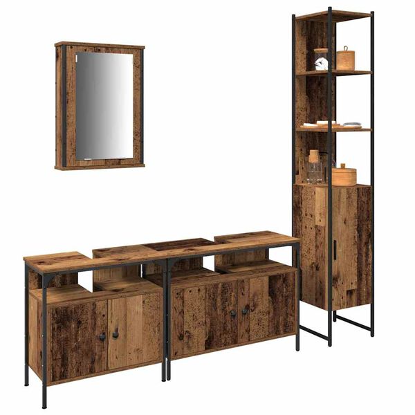 vidaXL Ensemble de mobilier de salle de bain 4 pcs Bois Ancien