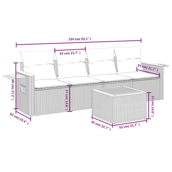 vidaXL Salon de jardin avec coussins 5 pcs beige r&eacute;sine tress&eacute;e
