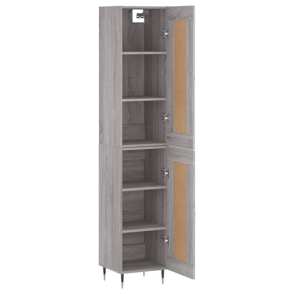 vidaXL Buffet haut Sonoma gris 34,5x34x180 cm Bois d'ing&eacute;nierie