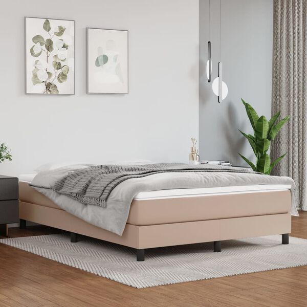 vidaXL Sommier &agrave; lattes de lit avec matelas Cappuccino 140x200 cm