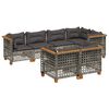 vidaXL Salon de jardin avec coussins 7 pcs gris r&eacute;sine tress&eacute;e