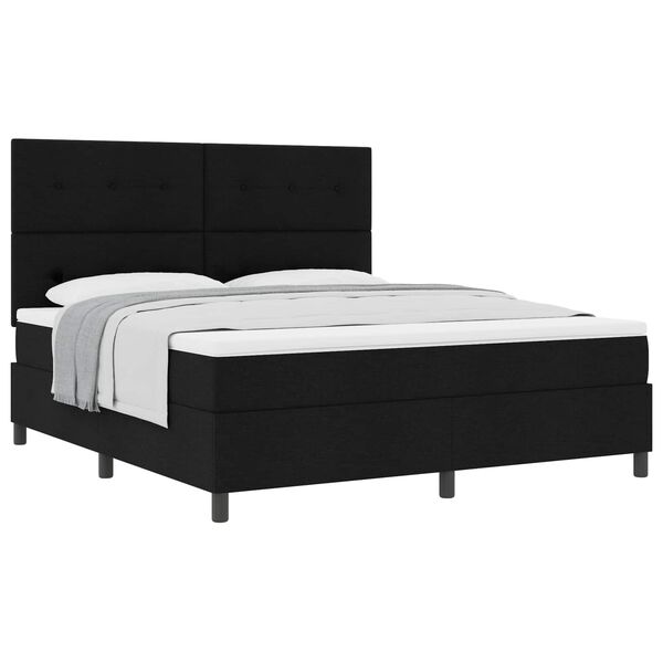vidaXL Lit &agrave; ressorts avec matelas Noir 180 x 200 cm tissu