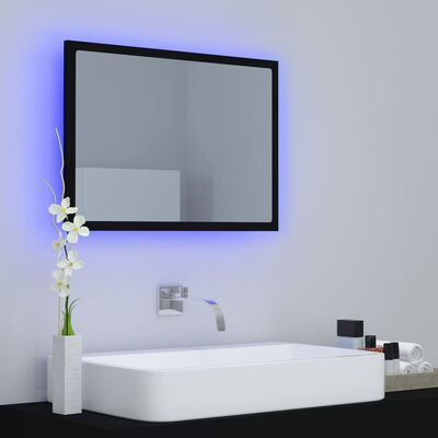 vidaXL Miroir à LED de salle de bain Noir 60x8,5x37 cm Acrylique