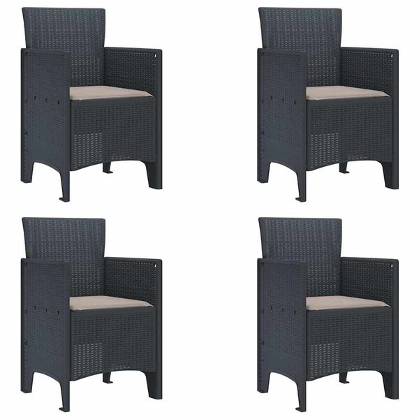 vidaXL Chaise de jardin 4 pcs Anthracite 53 x 49 x 85 cm PP