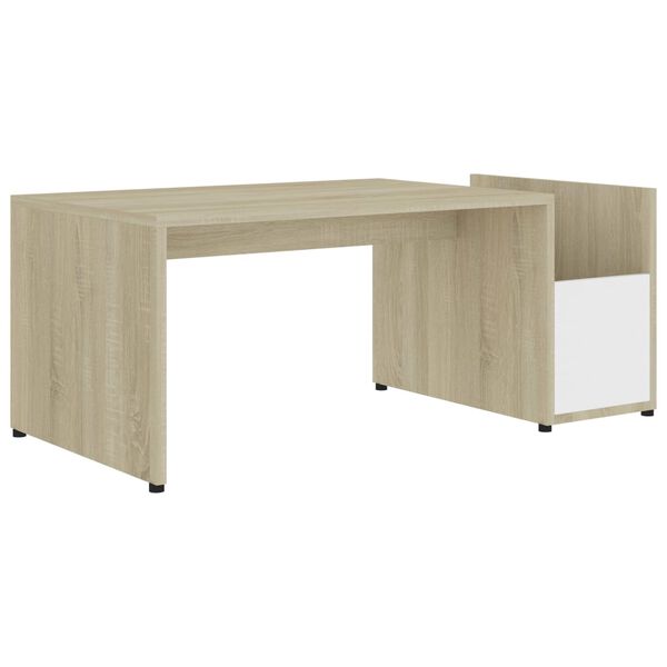 vidaXL Table basse Blanc et ch&ecirc;ne sonoma 90x45x35 cm Bois d&rsquo;ing&eacute;nierie
