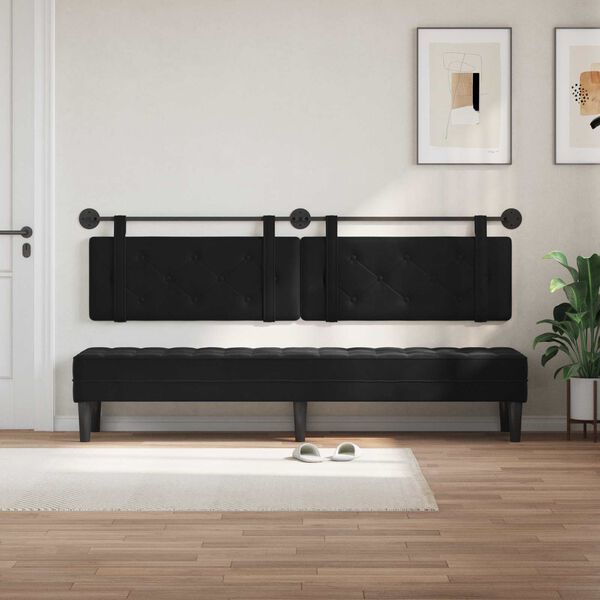 vidaXL T&ecirc;te de lit suspendue Noir 210 x 55 x 5 cm Velours