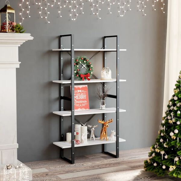 vidaXL Biblioth&egrave;que &agrave; 4 niveaux Blanc 80x30x140 cm bois d'ing&eacute;nierie
