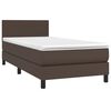 vidaXL Sommier &agrave; lattes de lit et matelas et LED Marron 80x200 cm