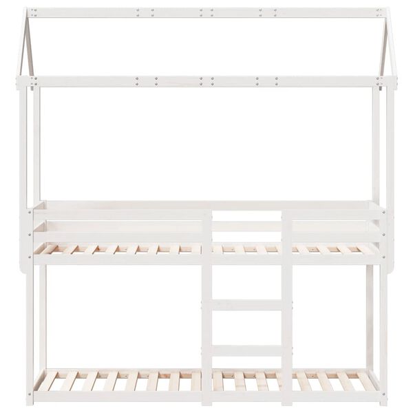 vidaXL Lit superpos&eacute; sans matelas blanc 75x190 cm bois de pin massif