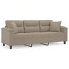 vidaXL Canap&eacute; 3 places avec oreillers taupe 180 cm tissu microfibre